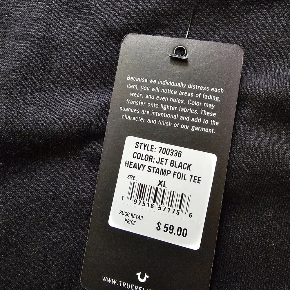 NWT True Religion XL Heavy Stamp Foil‎ Tee Black Gold Buddha T Shirt Graphic Tee